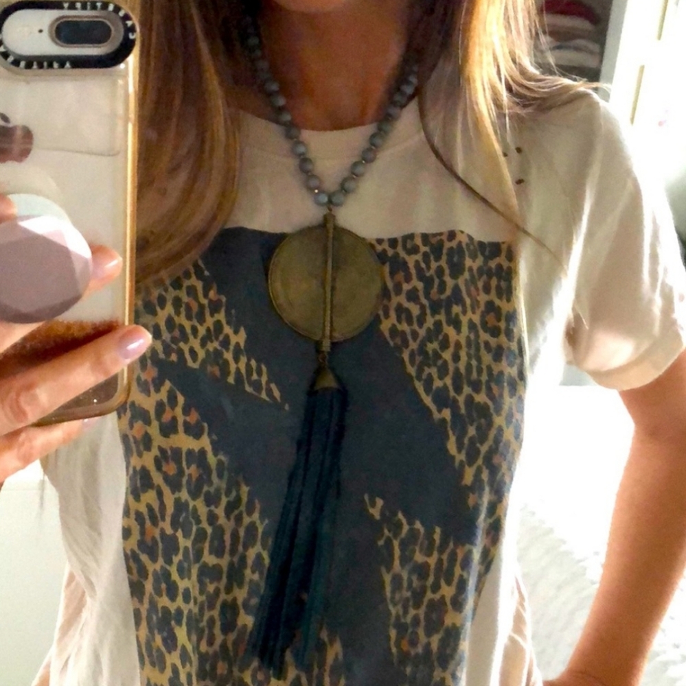 Sale🥰 Beljoy Leather Brass Beaded Ethnic Necklace Handmade 90s Y2k Vibes